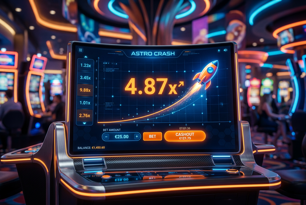 Nowoczesny automat do gry typu Crash z interfejsem 2026